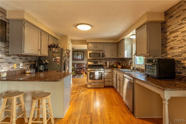 Interior, Kitchen, Stainless Steel Appliances, Wood Texture Flooring