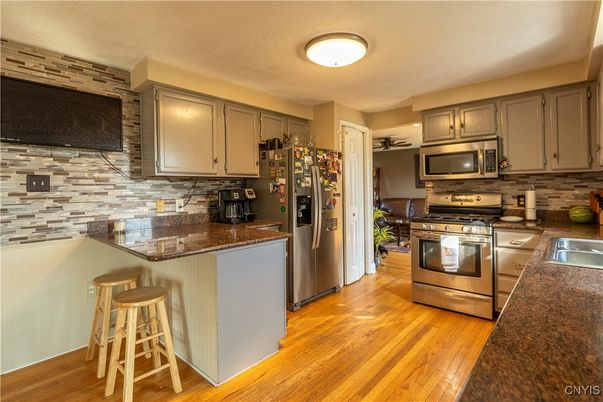 Interior, Kitchen, Stainless Steel Appliances, Wood Texture Flooring