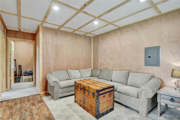 Interior, Living room, Recessed Lighting, Wood Texture Flooring