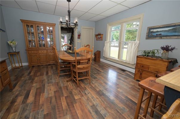 Chandelier, Dining room, Interior, Wood Texture Flooring