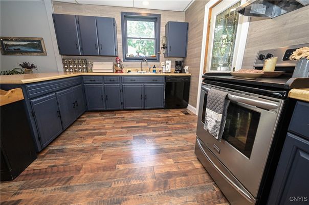 Interior, Kitchen, Stainless Steel Appliances, Wood Texture Flooring
