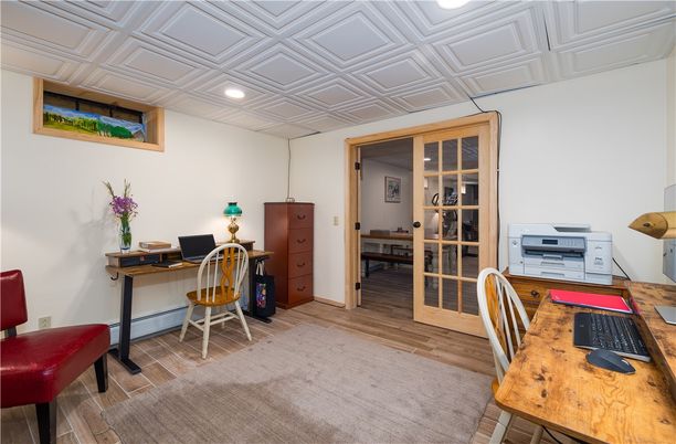 Home Office, Interior, Recessed Lighting, Wood Texture Flooring