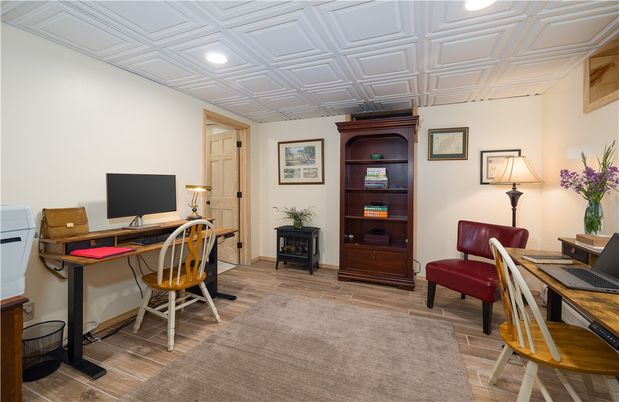 Home Office, Interior, Recessed Lighting, Wood Texture Flooring