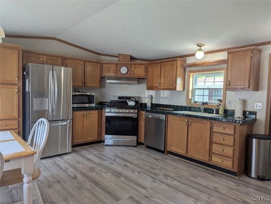 Interior, Kitchen, Stainless Steel Appliances, Wood Texture Flooring