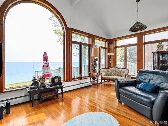 Interior, Living room, Pendant Lights, Water, Wood Texture Flooring
