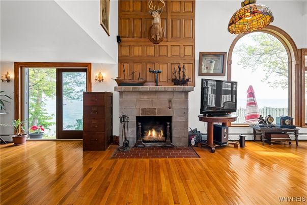 Fireplace, Interior, Wood Texture Flooring