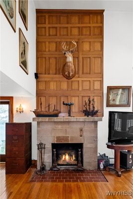 Fireplace, Interior, Wood Texture Flooring, Wooden Walls