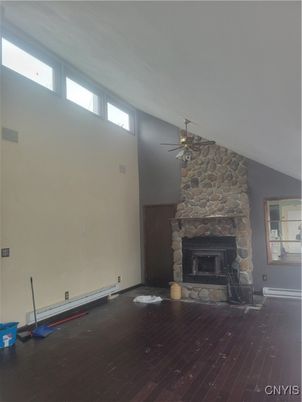 Fireplace, Interior, Stone Walls, Wood Texture Flooring