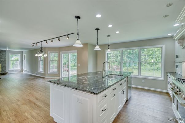 Interior, Kitchen, Pendant Lights, Recessed Lighting, Wood Texture Flooring