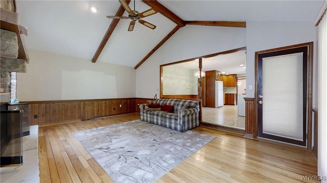 Interior, Kitchen, Recessed Lighting, Wooden Beams, Wood Texture Flooring