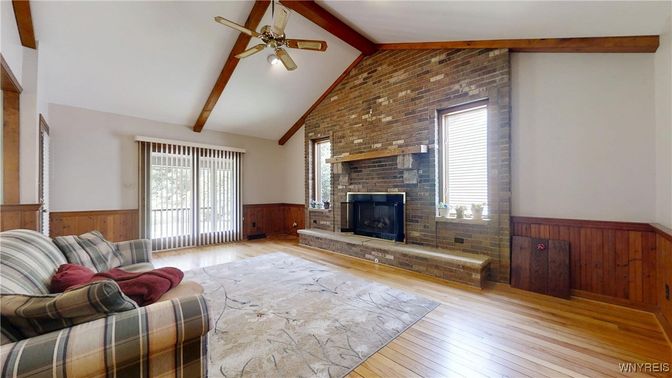 Fireplace, Interior, Stone Walls, Wooden Beams, Wood Texture Flooring