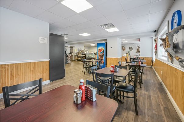 Dining room, Interior, Recessed Lighting, Wood Texture Flooring