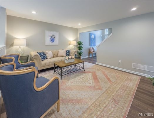Interior, Living room, Recessed Lighting, Wood Texture Flooring