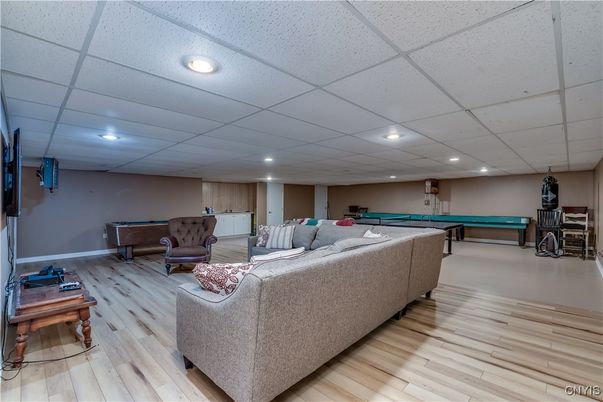 Billiard Table, Game Room, Interior, Recessed Lighting, Wood Texture Flooring
