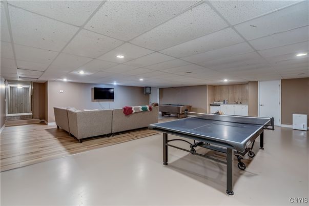 Game Room, Interior, Recessed Lighting, Wood Texture Flooring