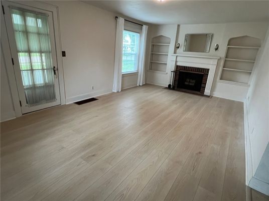 Empty room, Fireplace, Interior, Wood Texture Flooring