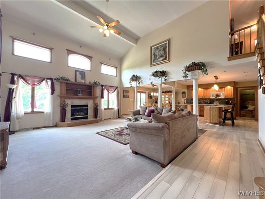Fireplace, Interior, Kitchen, Living room, Wood Texture Flooring