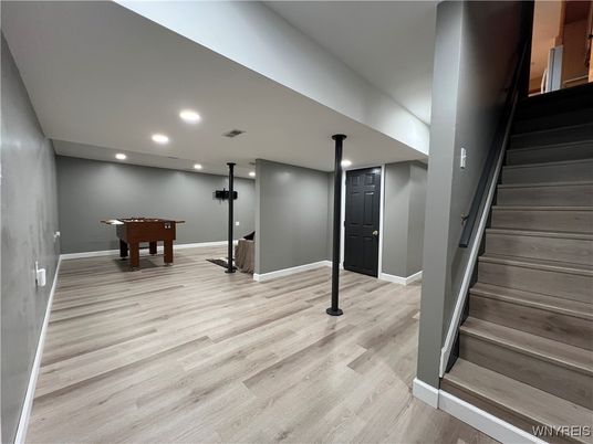 Game Room, Interior, Recessed Lighting, Wood Texture Flooring