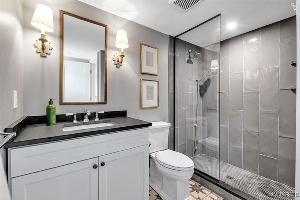Bathroom, Glass Shower, Interior, Recessed Lighting
