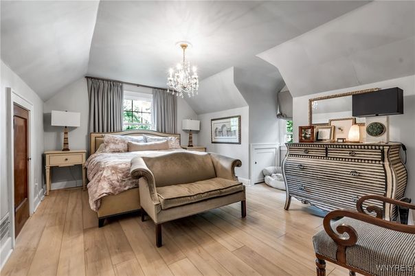 Bedroom, Chandelier, Interior, Wood Texture Flooring