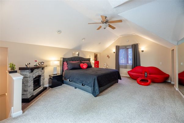 Bedroom, Fireplace, Interior