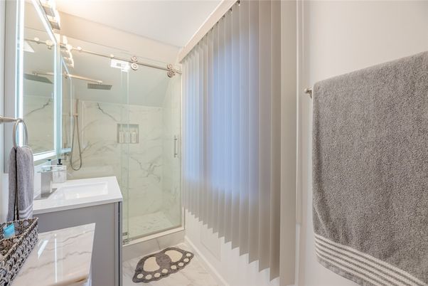 Bathroom, Glass Shower, Interior, Marble Walls