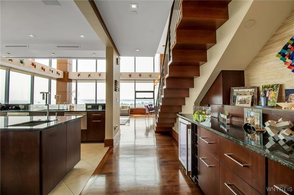 Interior, Kitchen, Recessed Lighting, Wood Texture Flooring