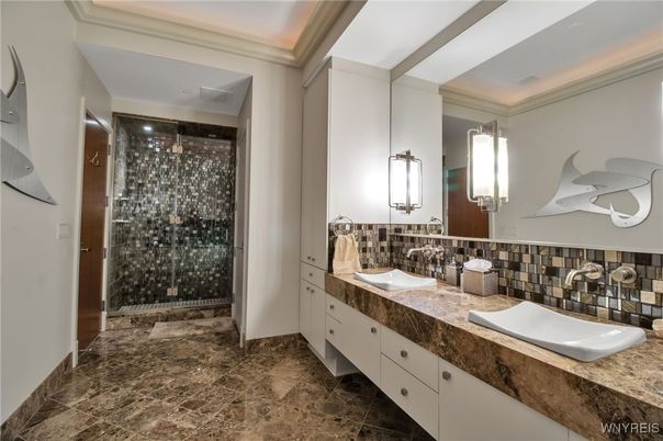 Bathroom, Dual Sink Vanities, Glass Shower, Interior