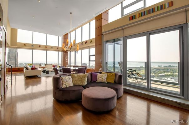 Dining room, Interior, Living room, Pendant Lights, Recessed Lighting, Water, Wood Texture Flooring