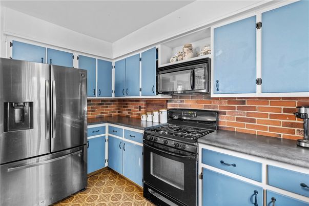 Interior, Kitchen, Stainless Steel Appliances, Stone Walls