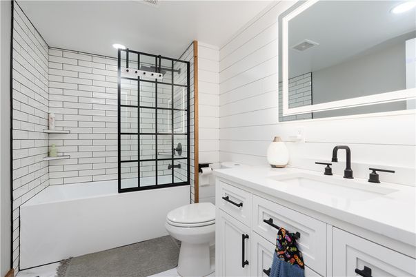 Bathroom, Glass Shower, Interior, Recessed Lighting