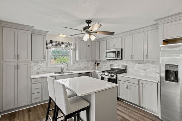 Interior, Kitchen, Stainless Steel Appliances, Wood Texture Flooring