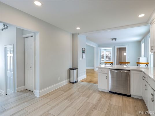Interior, Kitchen, Recessed Lighting, Wood Texture Flooring