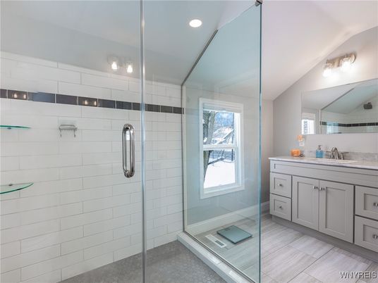 Bathroom, Glass Shower, Interior, Recessed Lighting