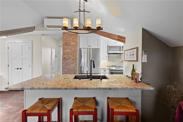 Interior, Kitchen, Pendant Lights, Stainless Steel Appliances, Wooden Beams