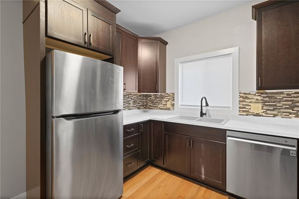 Interior, Kitchen, Stainless Steel Appliances, Wood Texture Flooring