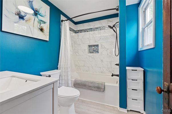 Bathroom, Interior, Marble Walls, Wood Texture Flooring