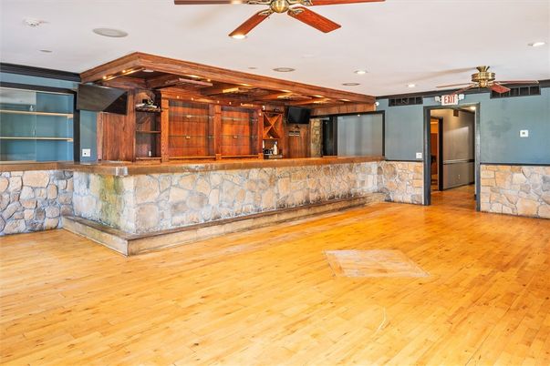 Interior, Recessed Lighting, Stone Walls, Wood Texture Flooring