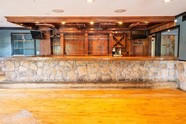 Interior, Recessed Lighting, Stone Walls, Wood Texture Flooring