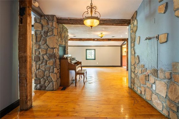Interior, Piano, Stone Walls, Wood Texture Flooring