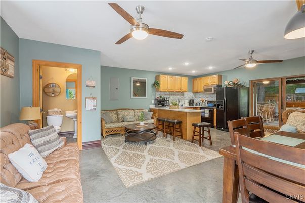 Dining room, Interior, Kitchen, Living room, Recessed Lighting
