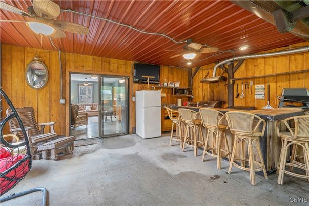 Interior, Kitchen, Recessed Lighting, Wooden Walls