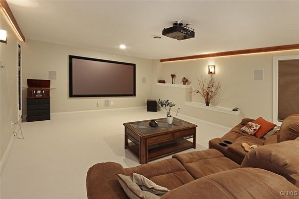 Interior, Living room, Projection Screen, Recessed Lighting, Theatre Room