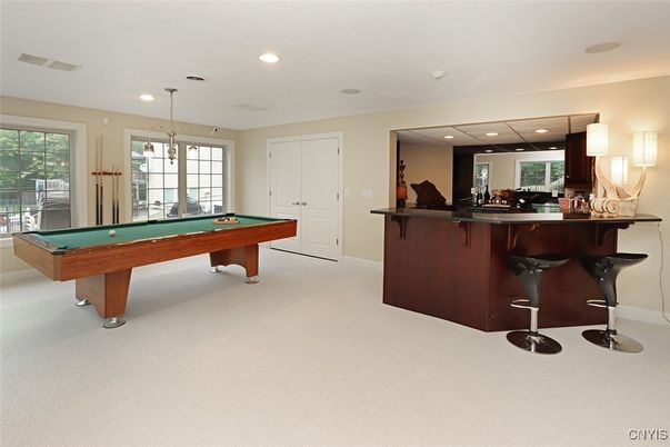 Billiard Table, Game Room, Interior, Pendant Lights, Recessed Lighting