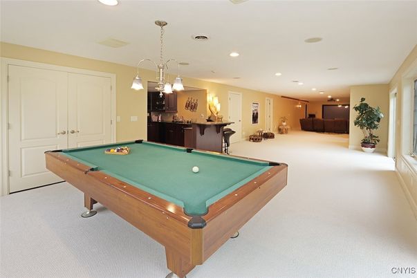 Billiard Table, Game Room, Interior, Pendant Lights, Recessed Lighting