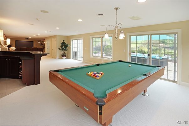 Billiard Table, Game Room, Interior, Pendant Lights, Recessed Lighting
