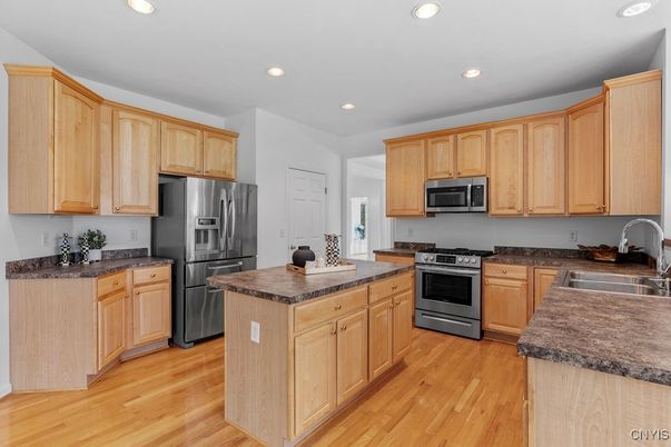 Interior, Kitchen, Recessed Lighting, Wood Texture Flooring