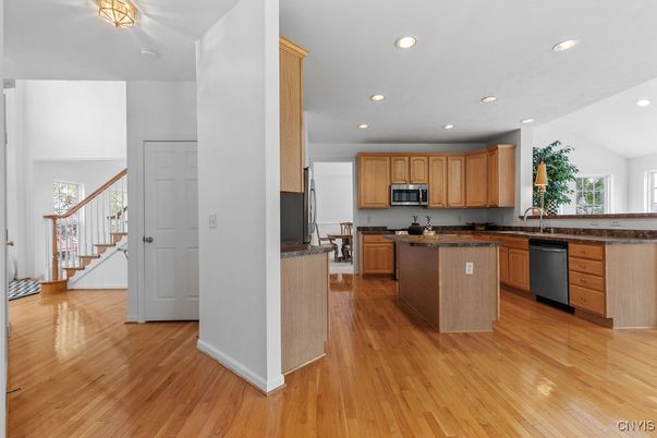 Interior, Kitchen, Recessed Lighting, Wood Texture Flooring