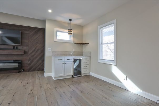 Interior, Pendant Lights, Recessed Lighting, Wood Texture Flooring, Wooden Walls