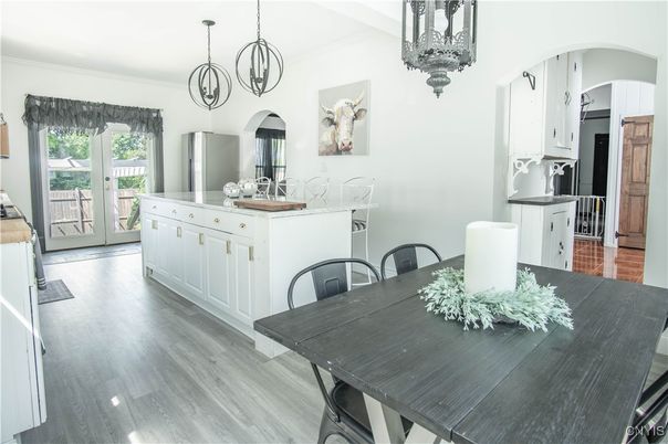 Chandelier, Dining room, Interior, Kitchen, Pendant Lights, Wood Texture Flooring